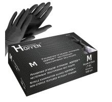 Рукавички оглядові нітрилові чорні HOFFEN нестерильні текстуровані без пудри р.М
