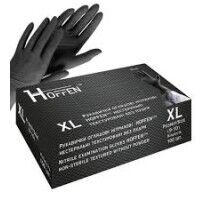 Рукавички оглядові нітрилові чорні HOFFEN нестерильні текстуровані без пудри р.XL