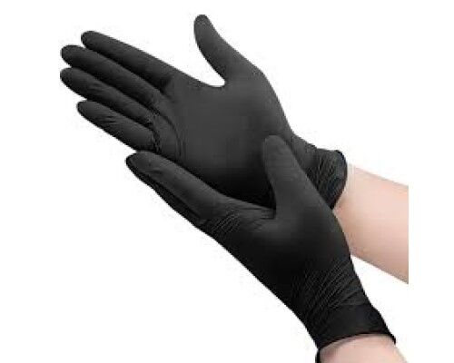 Рукавички оглядові нітрилові чорні HOFFEN нестерильні текстуровані без пудри р.S (3 пари)