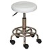 Стілець для майстра без спинки чорний з колом для  ніг, прогумовані колеса Білий (без спинки)