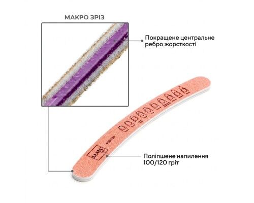 Luma Пилка для манікюра кольорова, товста  "Банан" 100х120