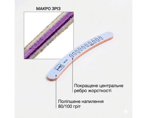 Luma Пилка для манікюра кольорова, товста  "Банан" 100х150