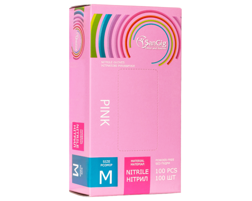 Рукавички SanGig - Нітрилові - Рожеві - M (7-8)