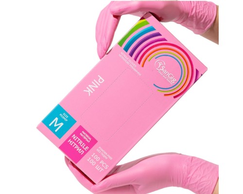 Рукавички SanGig - Нітрилові - Рожеві - M (7-8)