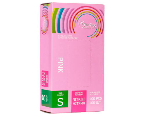 Рукавички SanGig - Нітрилові - Рожеві - S (6-7)