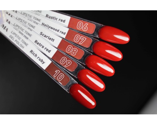 Luma №009 Lipstic tone Retro red Lipstic tone gel polish 10ml (червона колекція)