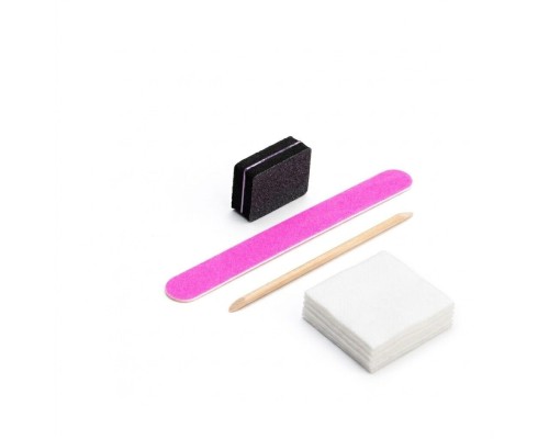 Luma одноразовий набір для манікюру №2 "Рожевий" (пилка180/240+баф 100/100,апельс. паличка,5 серв.)