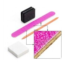 Luma одноразовий набір для манікюру №2 "Рожевий" (пилка180/240+баф 100/100,апельс. паличка,5 серв.)