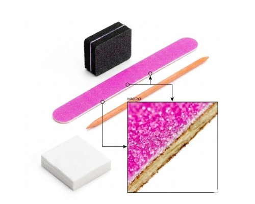 Luma одноразовий набір для манікюру №2 "Рожевий" (пилка180/240+баф 100/100,апельс. паличка,5 серв.)