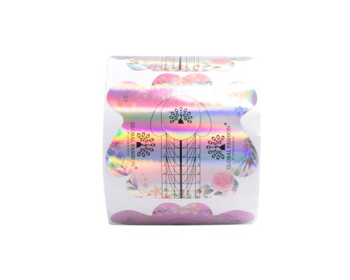 Форми для нарощування нігтів GLOBAL FASHION 300шт/уп.овал (рожеві з квітами)   300шт.