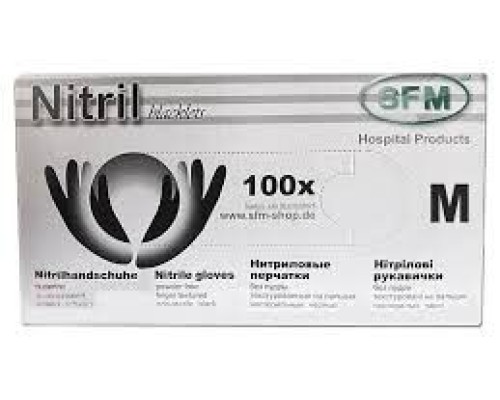Рукавички НІТРІЛОВІ  SFM чорні р-р. M (100 шт/пач)