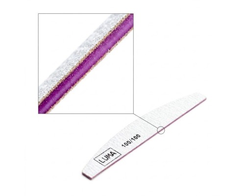 Luma Пилка для манікюра сіра, тонка "Напівмісяць" 100х100