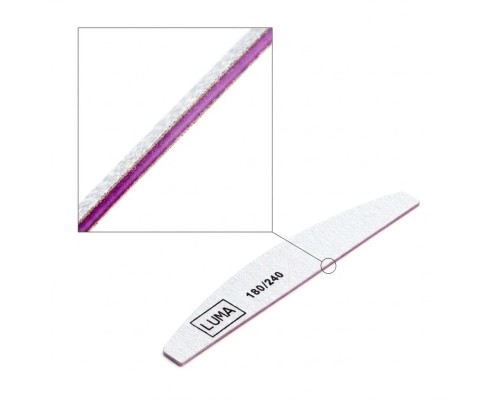 Luma Пилка для манікюра сіра, тонка "Напівмісяць" 180х240