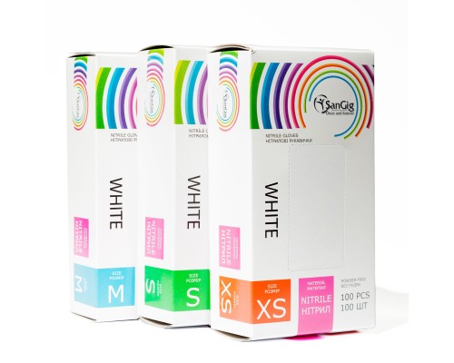 Рукавички SanGig - Нітрилові -Білі S (100шт)