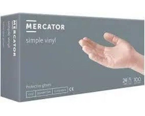 Рукавички ВІНІЛОВІ припудрені MERCATORMEDICAL р-р S 6-7 (100 шт/пач) Колір:прозорі