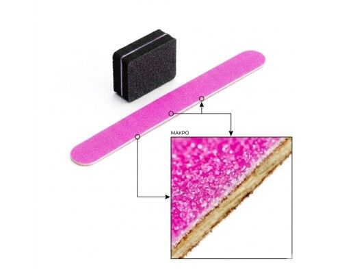 Luma одноразовий набір для манікюру №1 "Рожевий" пилка+баф (пилка180/240+баф 100/100)