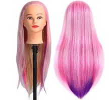 Манекен-голова  учбовий  для зачісок/плетіння штучна гофре рожево-фіолетова Yax-1