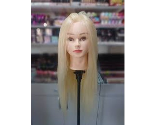 Манекен-голова  учбовий  для зачісок 18DY-W термо штучні (блонд) 50см