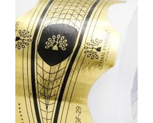 Форми для нарощування нігтів GLOBAL FASHION 30шт/уп. GF-29 золоті "стилет+мигдаль" 2в1