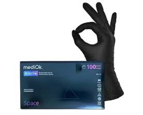 MediOk Рукавичк, нітрилові Space, без пудри, колір чорний, розмір S