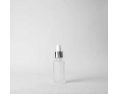 Пляшечка-дроппер для косметики матова скляна з срібною піпеткою 10 мл
