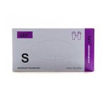 SEF Рукавички вінілові оглядові нестерильні неприпудрені гладкі прозорі неанатомічні, розмір S