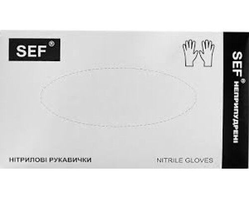 SEF Рукавички нітрилові оглядові нестерильні неприпудрені ЧОРНІ (3,5гр.), розмір М
