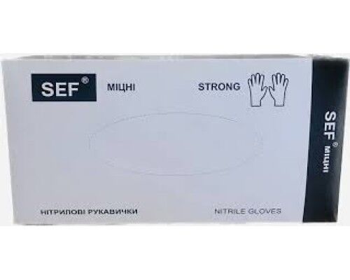SEF Рукавички нітрилові оглядові нестерильні неприпудрені ЧОРНІ МІЦНІ(5,0гр.), розмір S