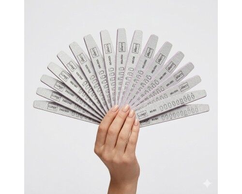 Luma Пилка для манікюра сіра, товста "Напівмісяць" 150х150