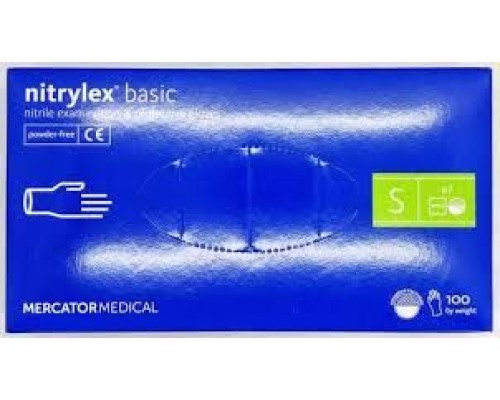 Одноразові рукавиці Nitril basic MERCATOR р-р S (6-7) неопудрені
