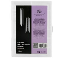 Верхні форми для нарощування нігтів GLOBAL FASHION з розміткою (бузкові) з розміткою, арочні, 120 шт
