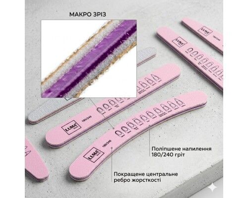 Luma Пилка для манікюра кольорова, товста  "Банан" 100х180#