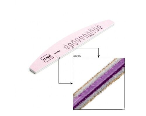 Luma Пилка для манікюра кольорова, товста  "Напівмісяць" 180х240#