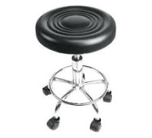 Стілець для майстра без спинки чорний з колом для  ніг, прогумовані колеса Чорний (без спинки)