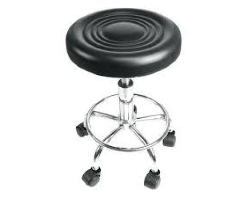 Стілець для майстра без спинки чорний з колом для  ніг, прогумовані колеса Чорний (без спинки)